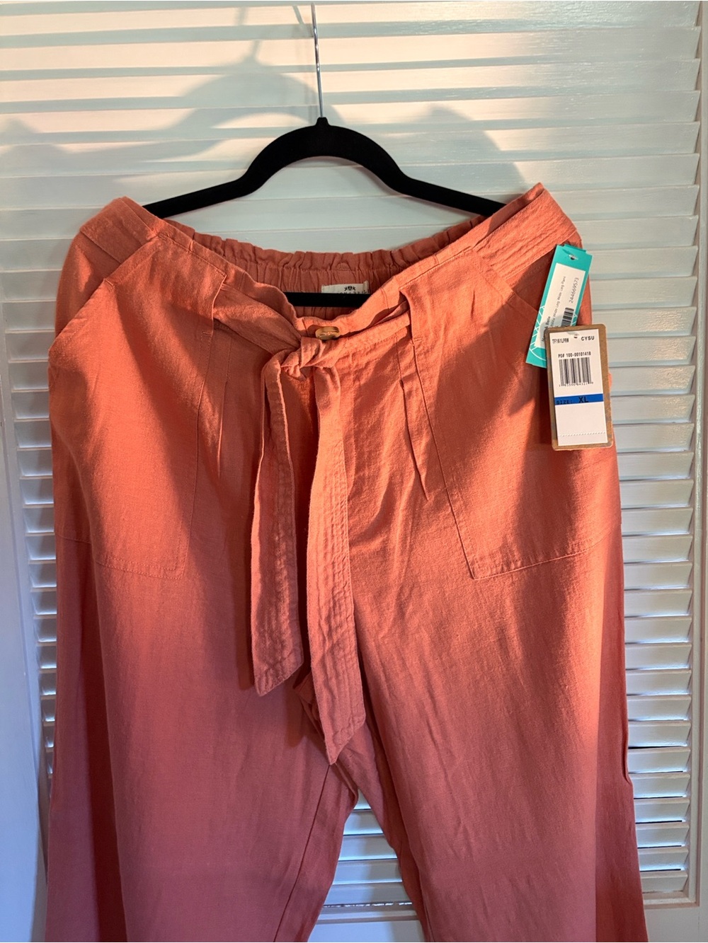 Wide-Leg Tie-Waist Pants in Coral XL